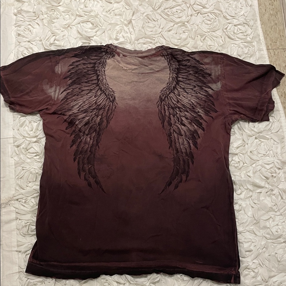 Affliction Men's Maroon Angel Graphic Tee - Picture 3 of 3